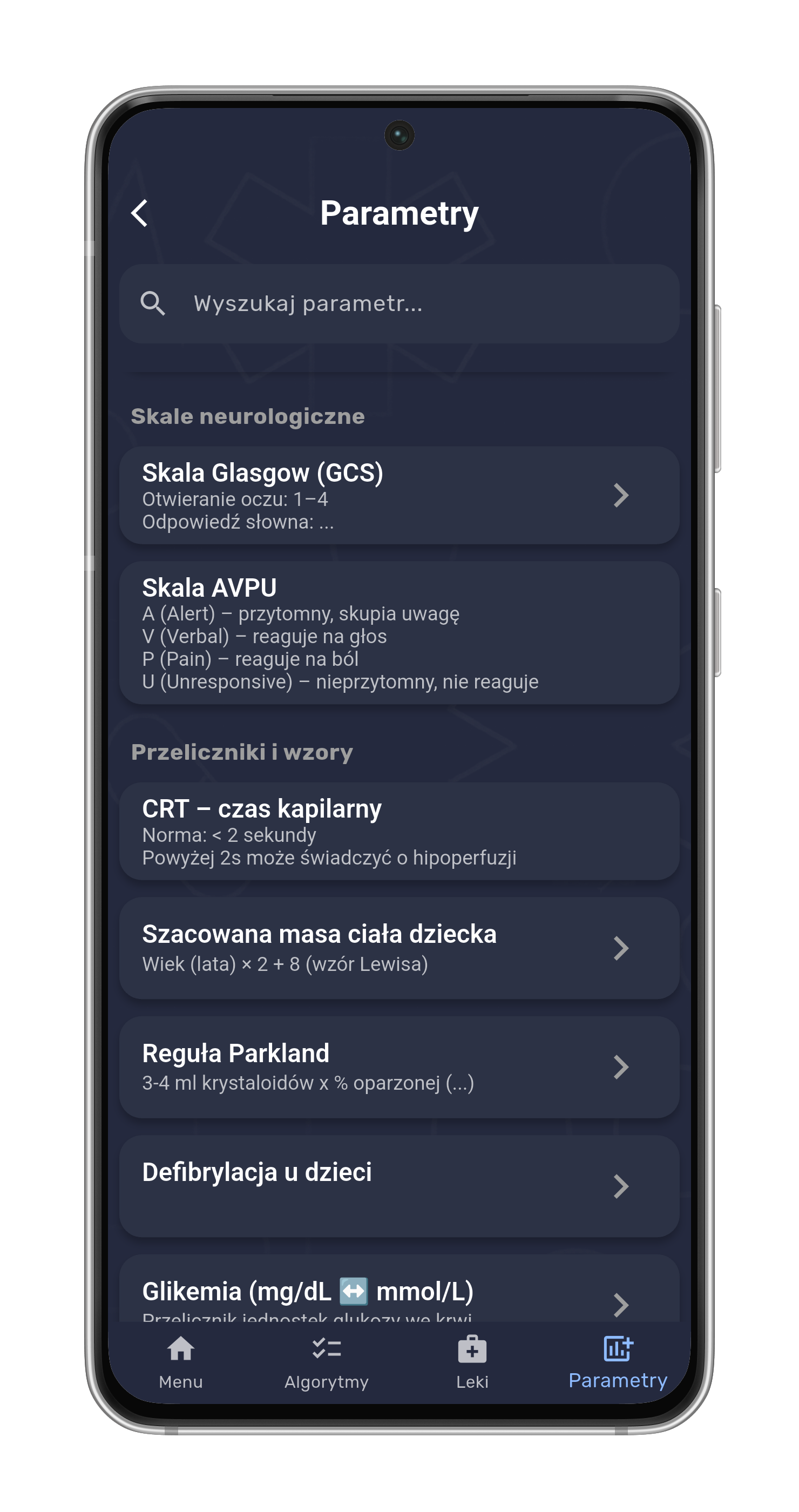 Ratownictwo medyczne parametry